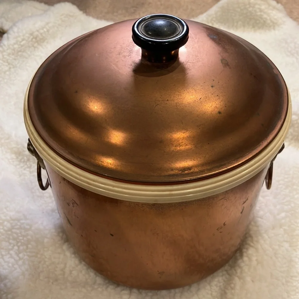 Vintage Ice bucket Lion Copper Color MCM mid century Coppercraft Guild 3Pc Set